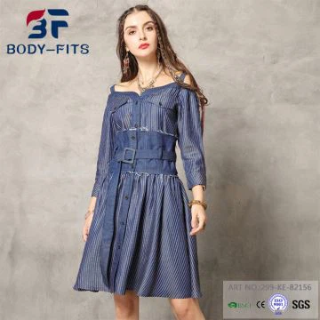 Off Shoulder Strapless Denim Dress